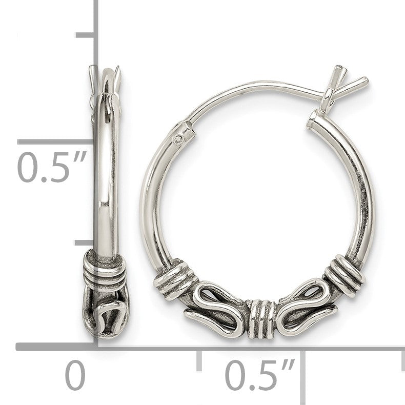 Sterling Silver Antiqued Hoop Earrings