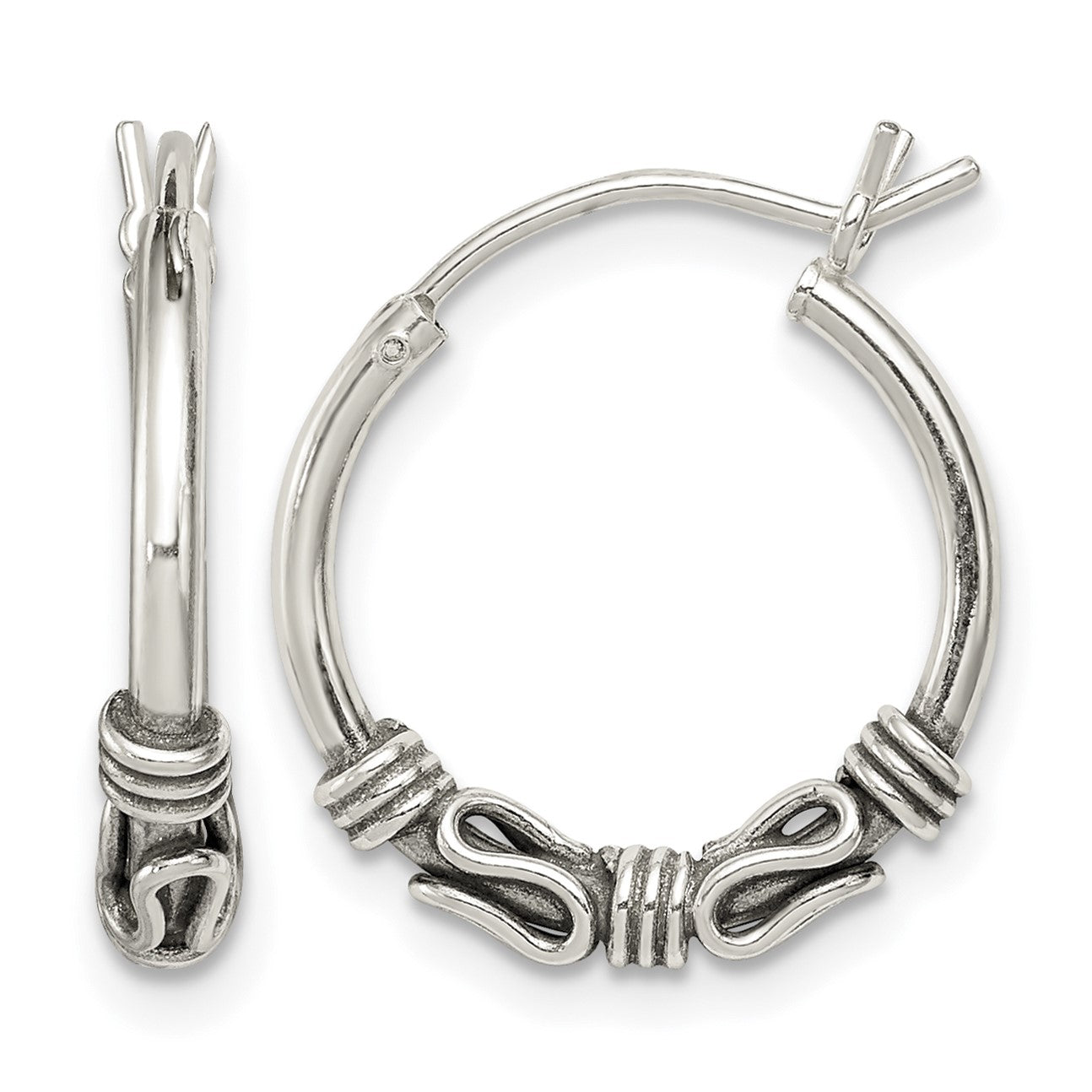 Sterling Silver Antiqued Hoop Earrings