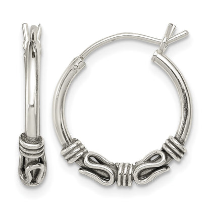 Sterling Silver Antiqued Hoop Earrings