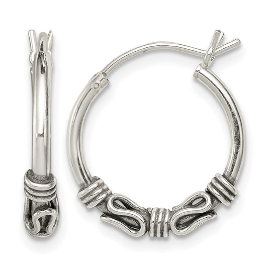 Sterling Silver Antiqued Hoop Earrings