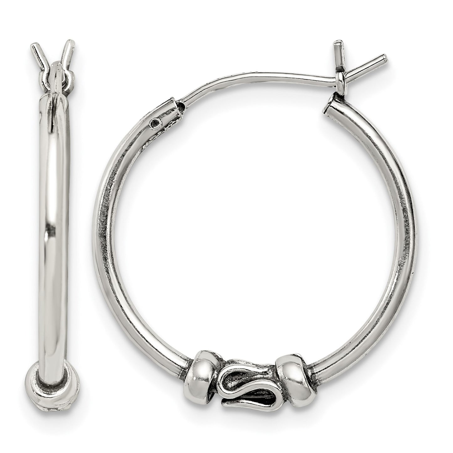 Sterling Silver Antiqued Hoop Earrings