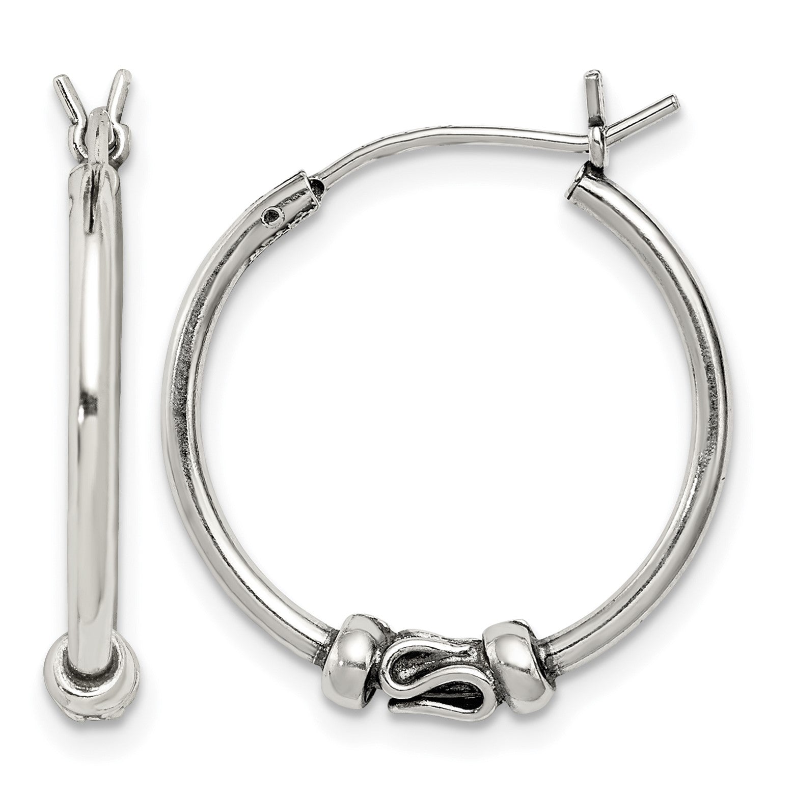 Sterling Silver Antiqued Hoop Earrings