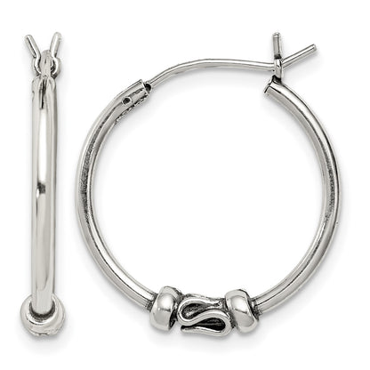 Sterling Silver Antiqued Hoop Earrings