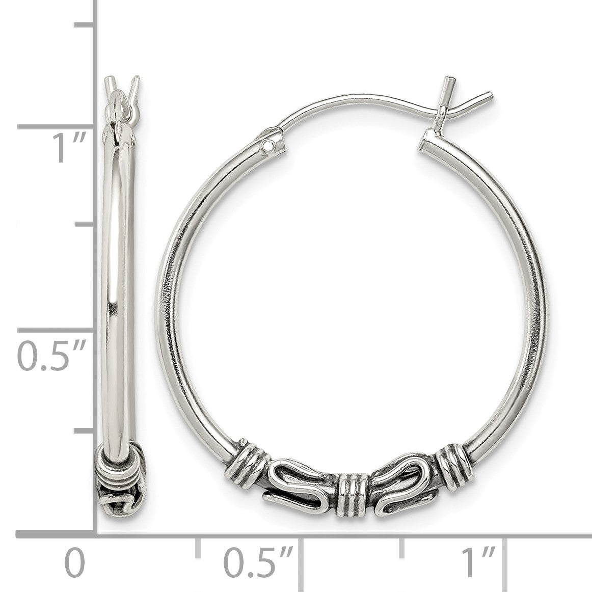 Sterling Silver Antiqued Hoop Earrings
