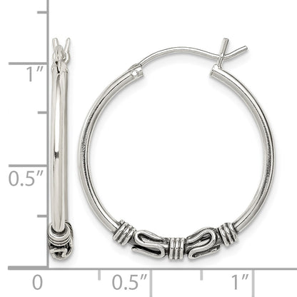 Sterling Silver Antiqued Hoop Earrings