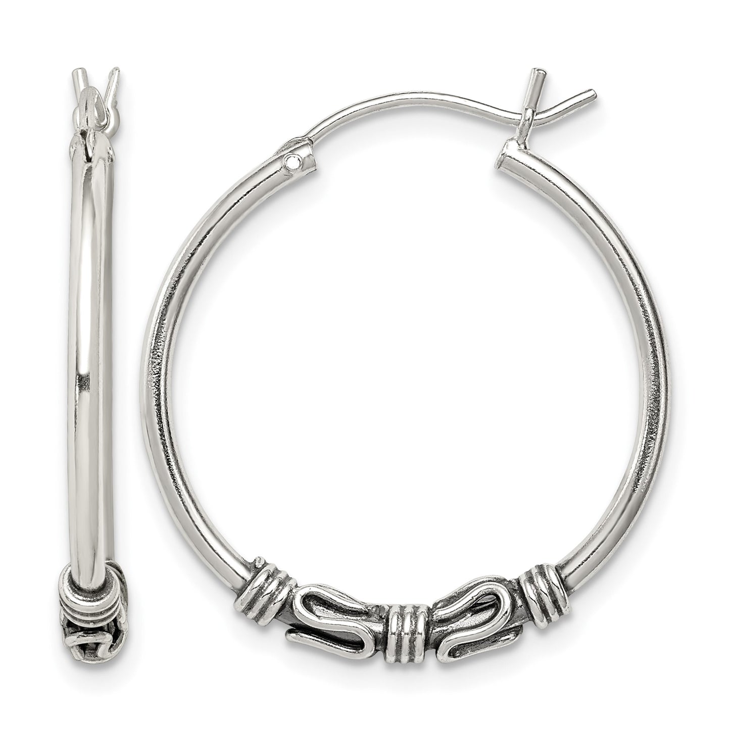 Sterling Silver Antiqued Hoop Earrings
