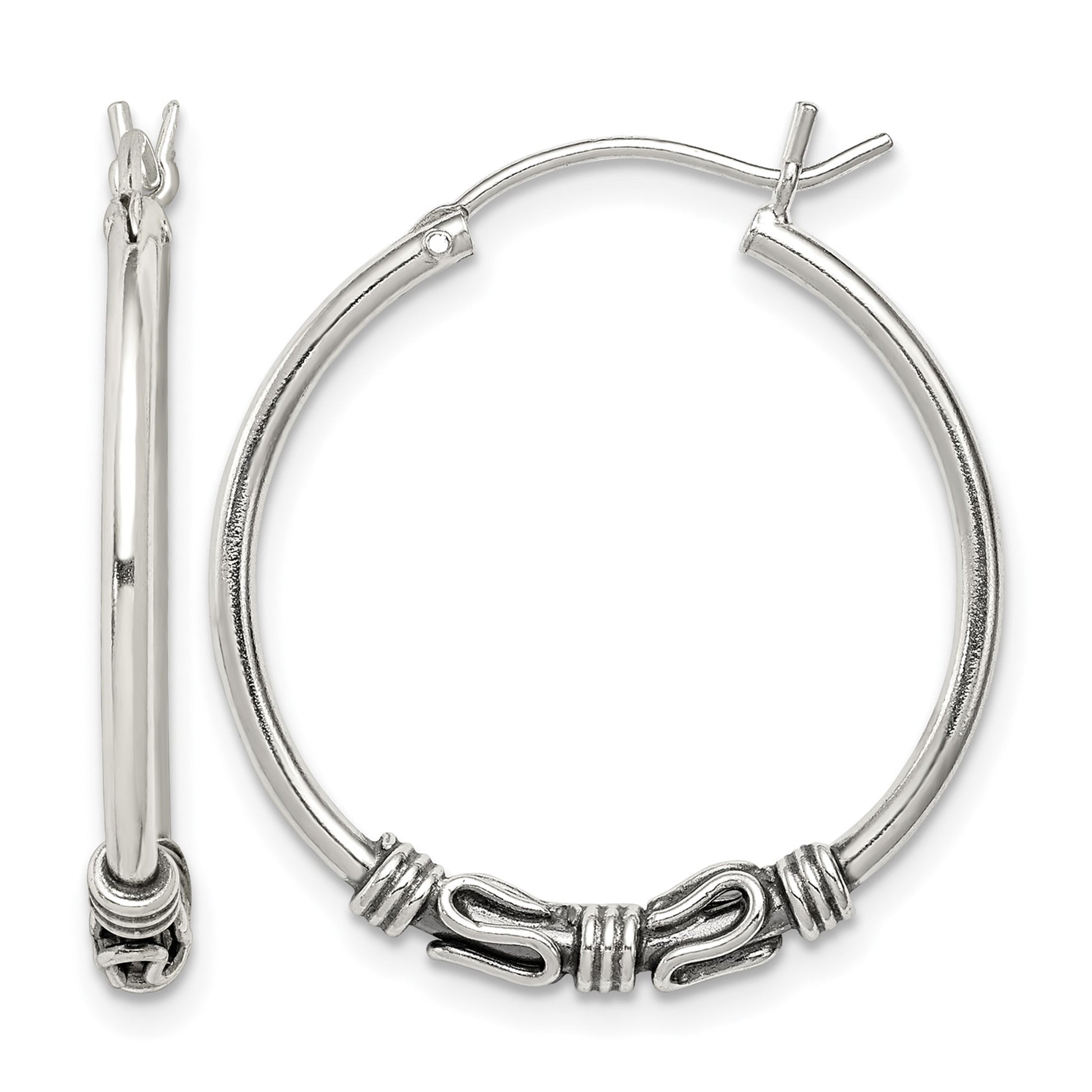Sterling Silver Antiqued Hoop Earrings