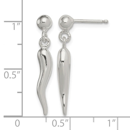 Sterling Silver Polished Italian Horn Post Dangle Earrings