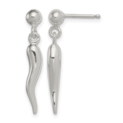 Sterling Silver Polished Italian Horn Post Dangle Earrings