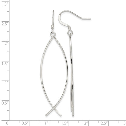 Sterling Silver Polished Ichthus Dangle Earrings