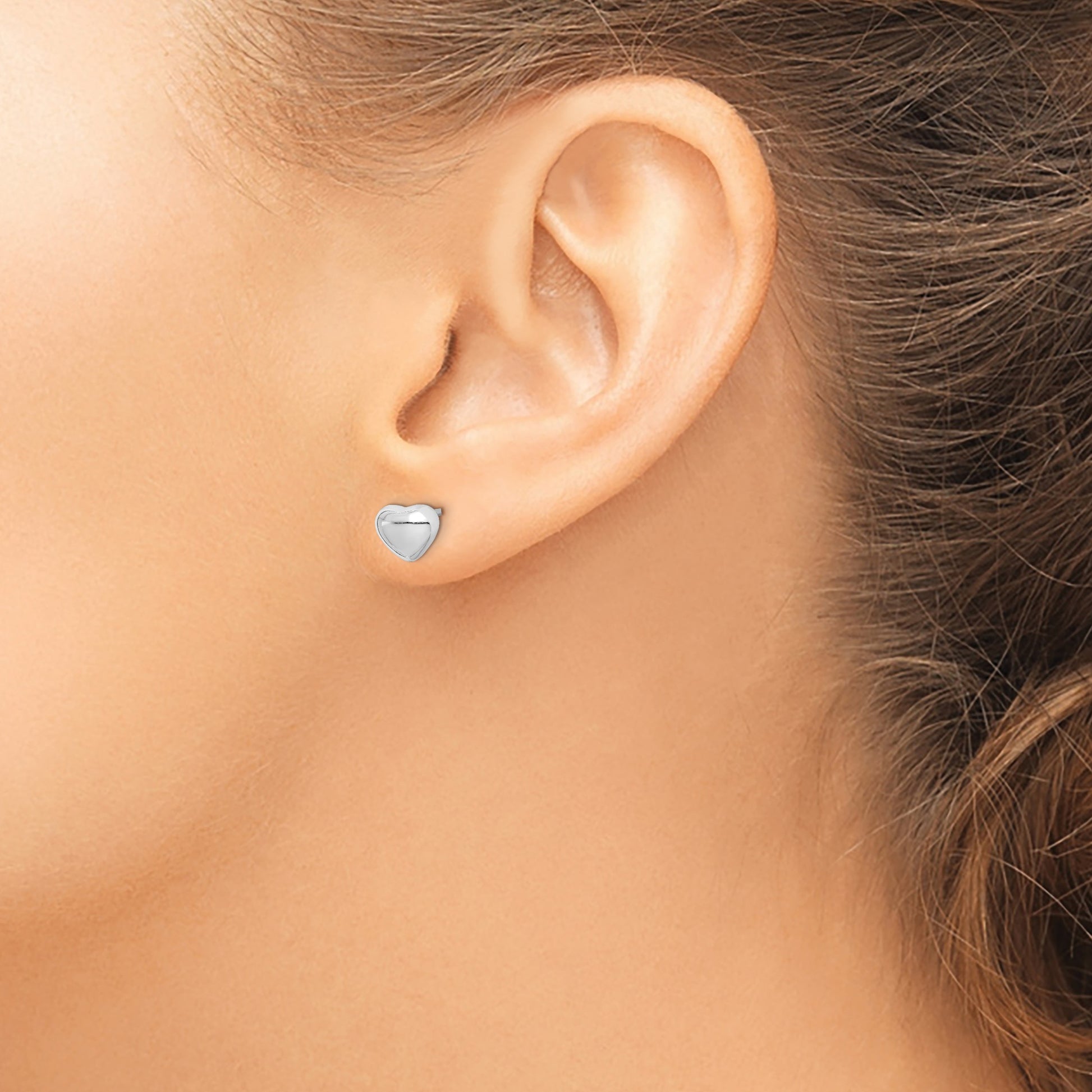 Sterling Silver Rhodium-plated Heart Post Earrings