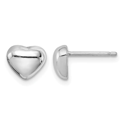 Sterling Silver Rhodium-plated Heart Post Earrings
