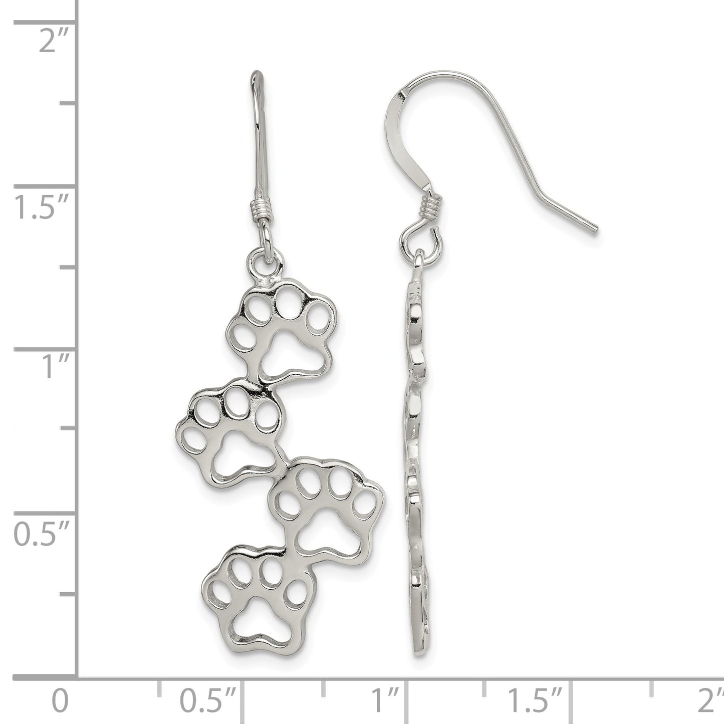 Sterling Silver Four Paw Prints Earrings