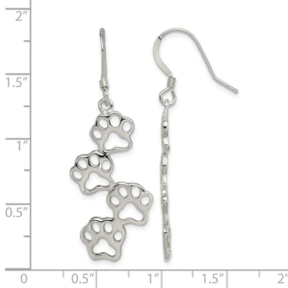 Sterling Silver Four Paw Prints Earrings
