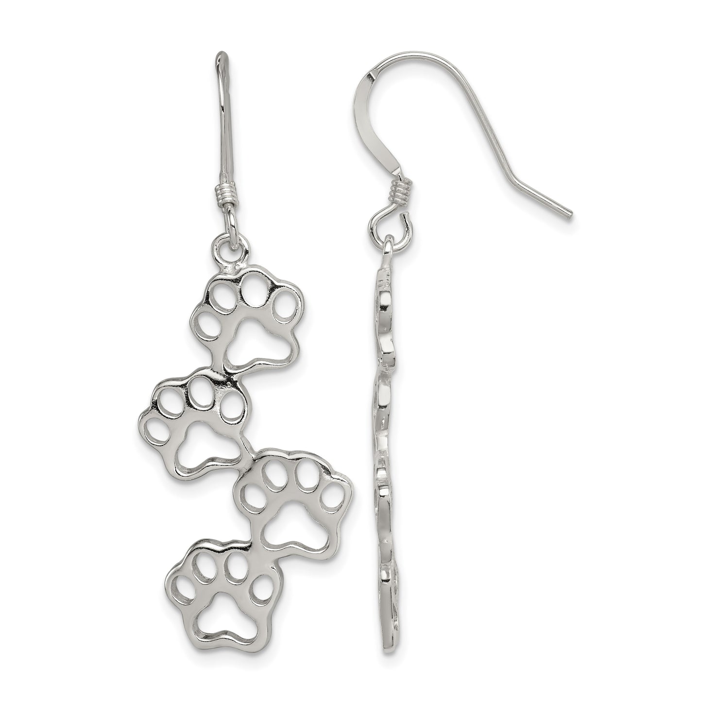 Sterling Silver Four Paw Prints Earrings