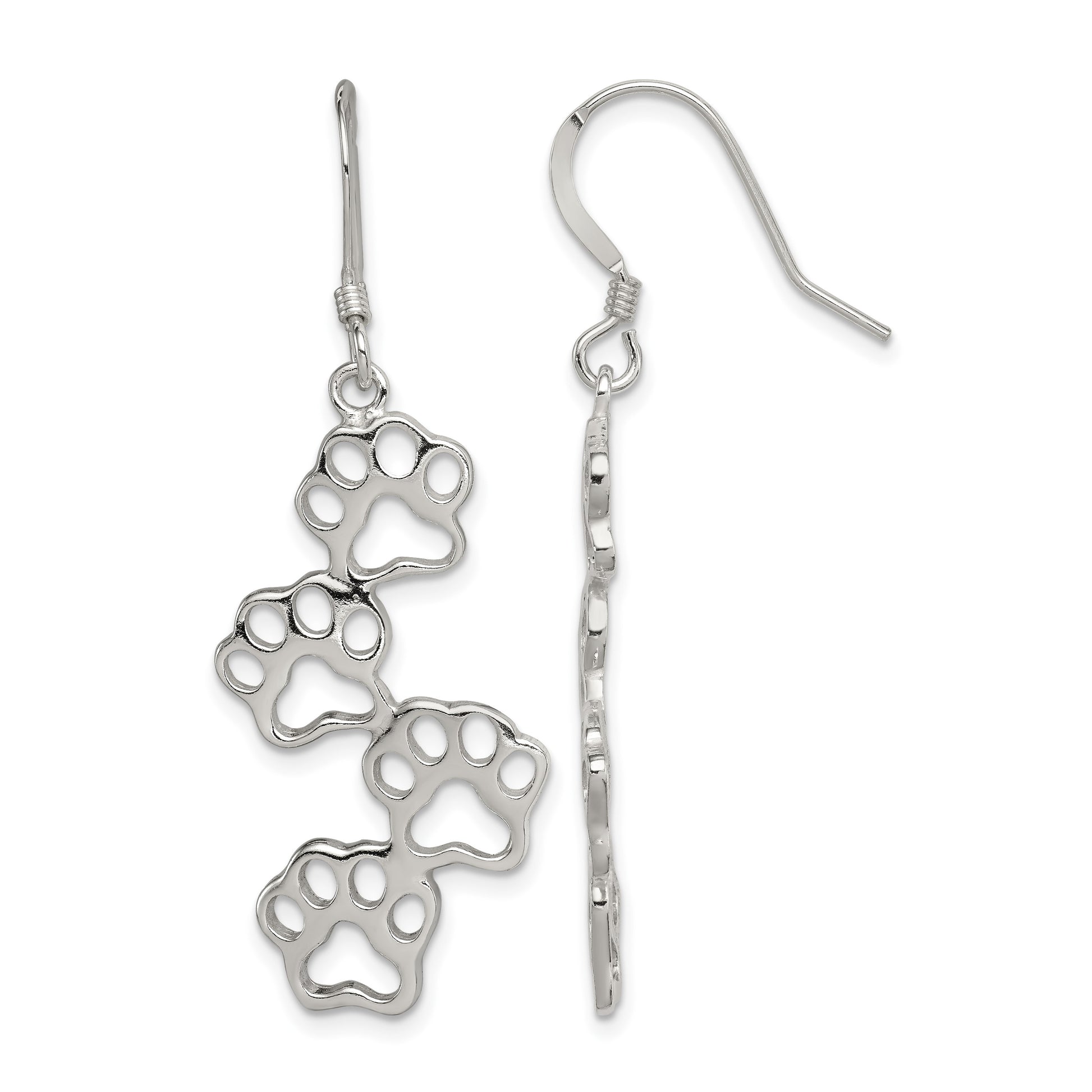 Sterling Silver Four Paw Prints Earrings