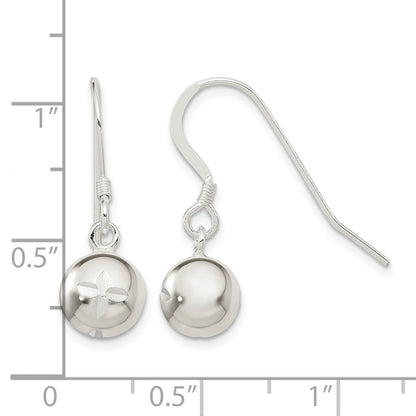 Sterling Silver 8mm Diamond Cut Bead Dangle Earrings
