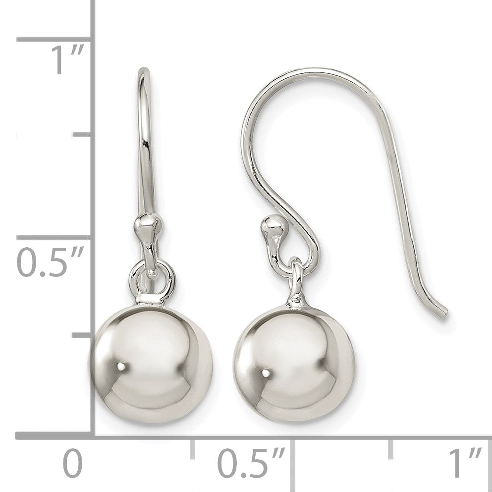 Sterling Silver Dangle Ball Shephard Hook Earrings