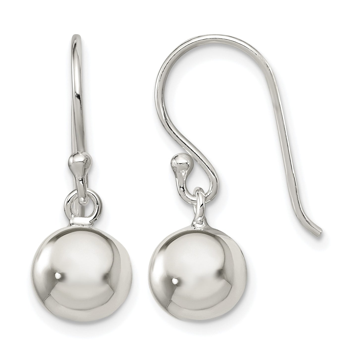 Sterling Silver Dangle Ball Shephard Hook Earrings