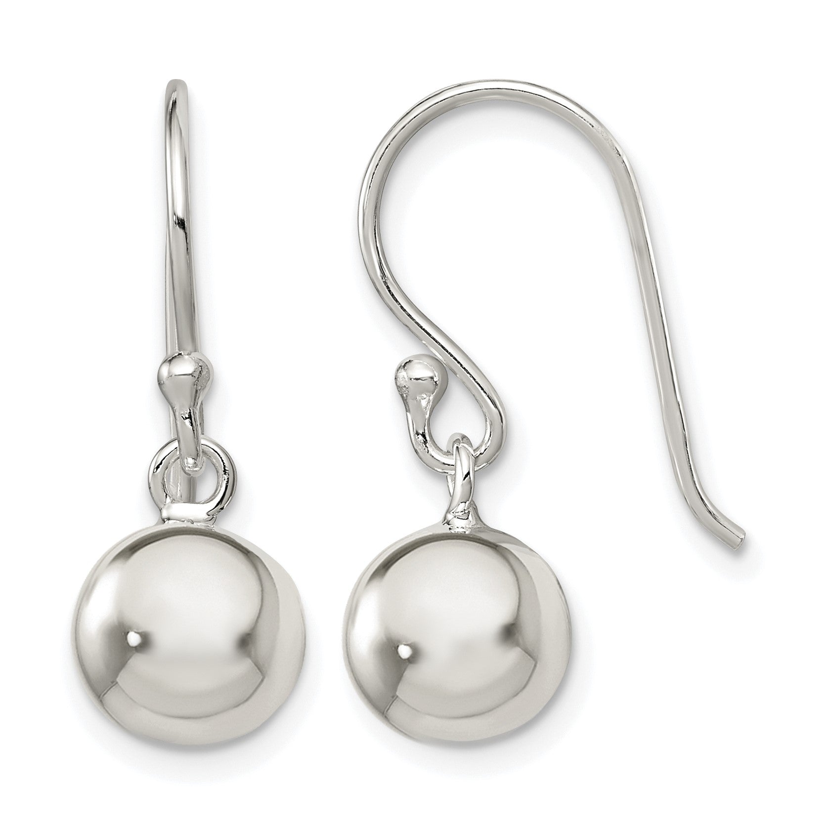 Sterling Silver Dangle Ball Shephard Hook Earrings