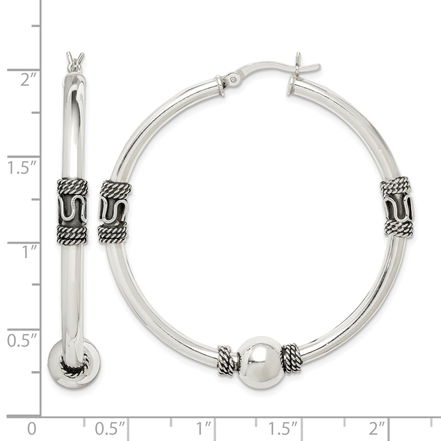 Sterling Silver Antiqued Hoop Earrings