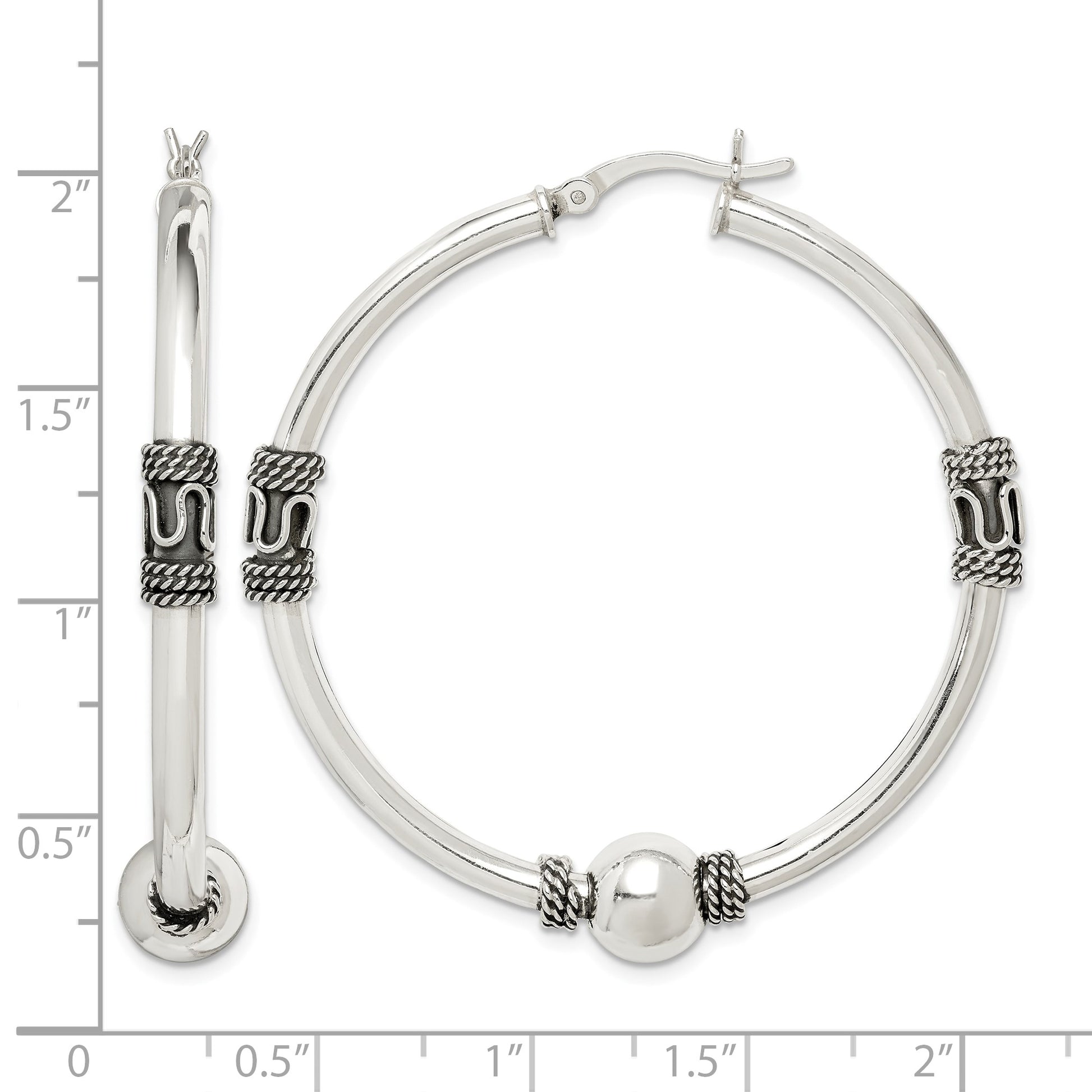 Sterling Silver Antiqued Hoop Earrings