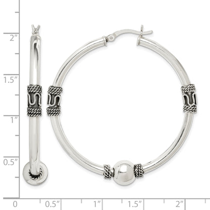 Sterling Silver Antiqued Hoop Earrings