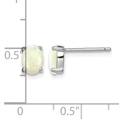 Sterling Silver Rhodium-plated Created Opal Post Earrings