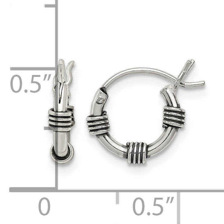 Sterling Silver Antiqued Hoop Earrings