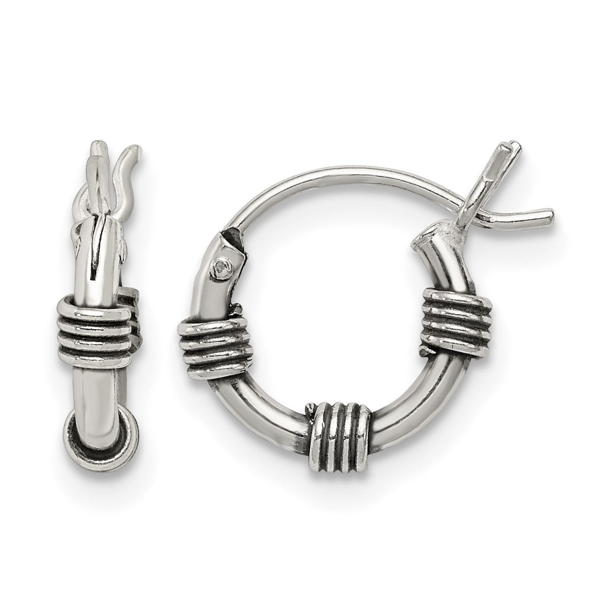 Sterling Silver Antiqued Hoop Earrings