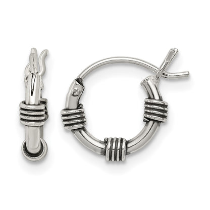 Sterling Silver Antiqued Hoop Earrings
