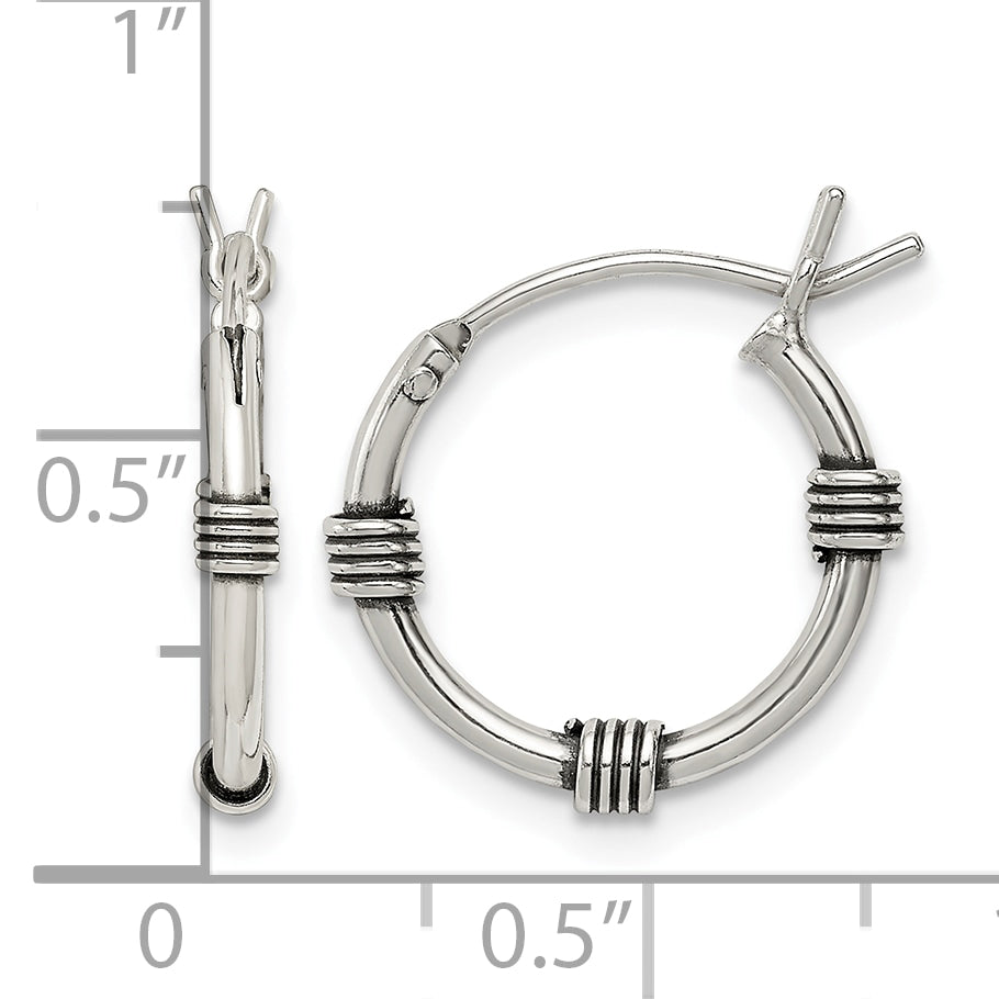Sterling Silver Antiqued Hoop Earrings