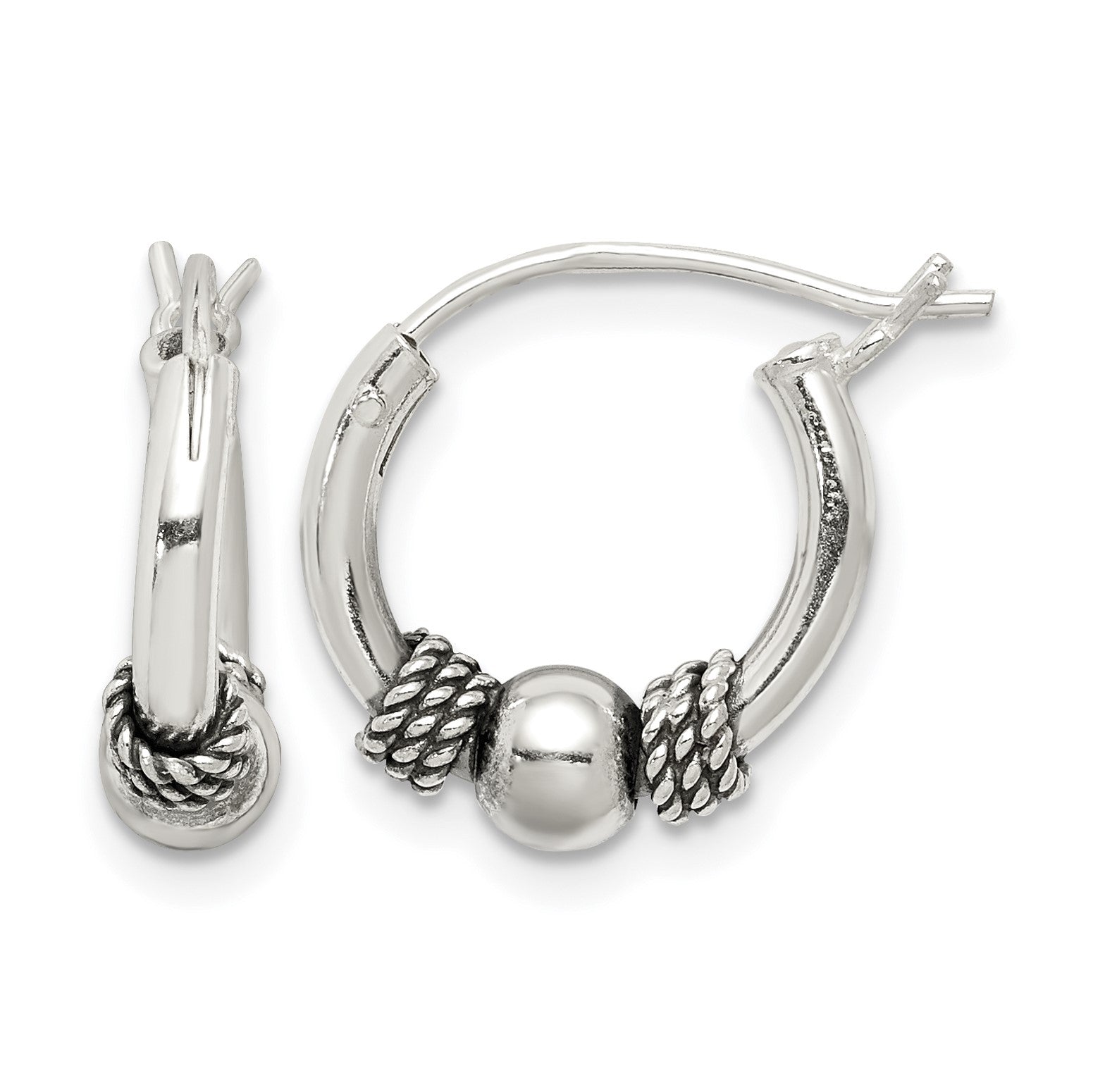 Sterling Silver Antiqued Hoop Earrings