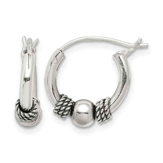Sterling Silver Antiqued Hoop Earrings