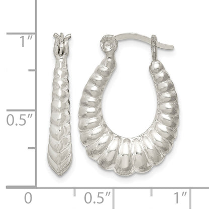 Sterling Silver Polished Shrimp Oval Hoop Earrings