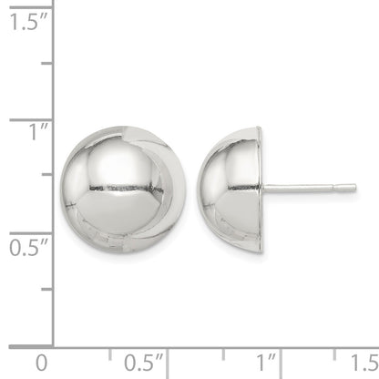Sterling Silver Polished 14mm Button Earrings