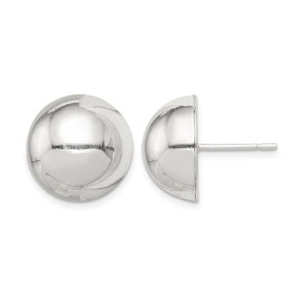 Sterling Silver Polished 14mm Button Earrings