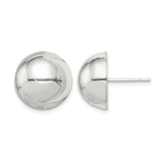 Sterling Silver Polished 14mm Button Earrings