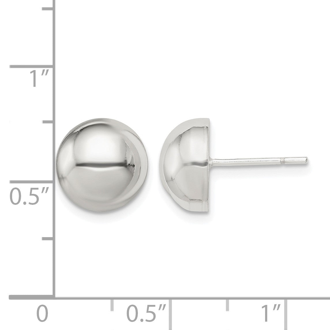 Sterling Silver Polished 10mm Button Earrings