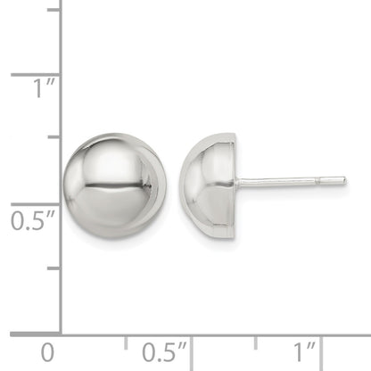 Sterling Silver Polished 10mm Button Earrings