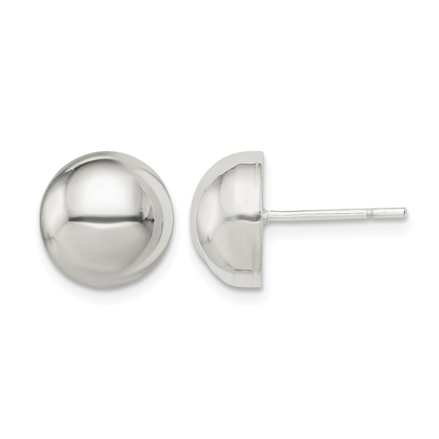 Sterling Silver Polished 10mm Button Earrings