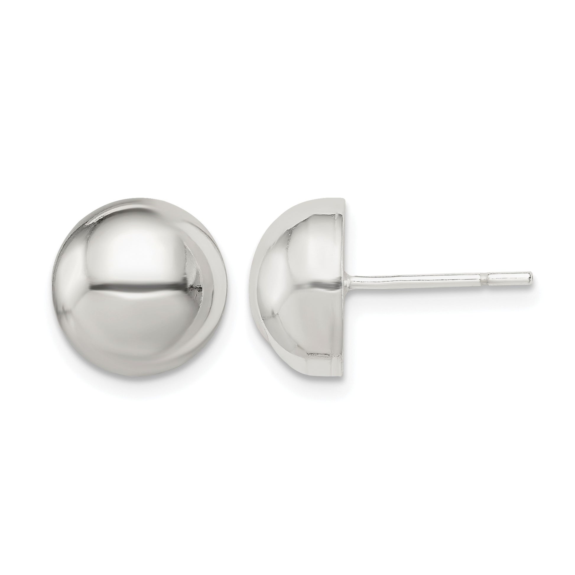 Sterling Silver Polished 10mm Button Earrings