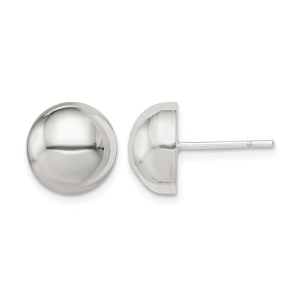Sterling Silver Polished 10mm Button Earrings