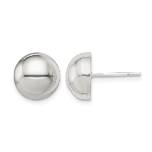 Sterling Silver Polished 10mm Button Earrings