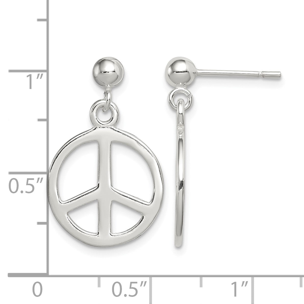 Sterling Silver Peace Sign Dangle Earrings