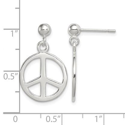Sterling Silver Peace Sign Dangle Earrings