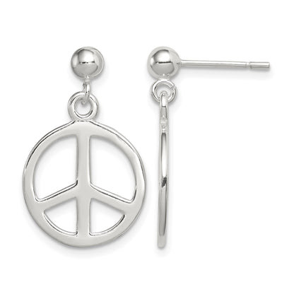 Sterling Silver Peace Sign Dangle Earrings