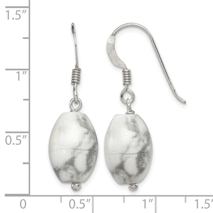 Sterling Silver Polished Oval Howlite Dangle Earrings