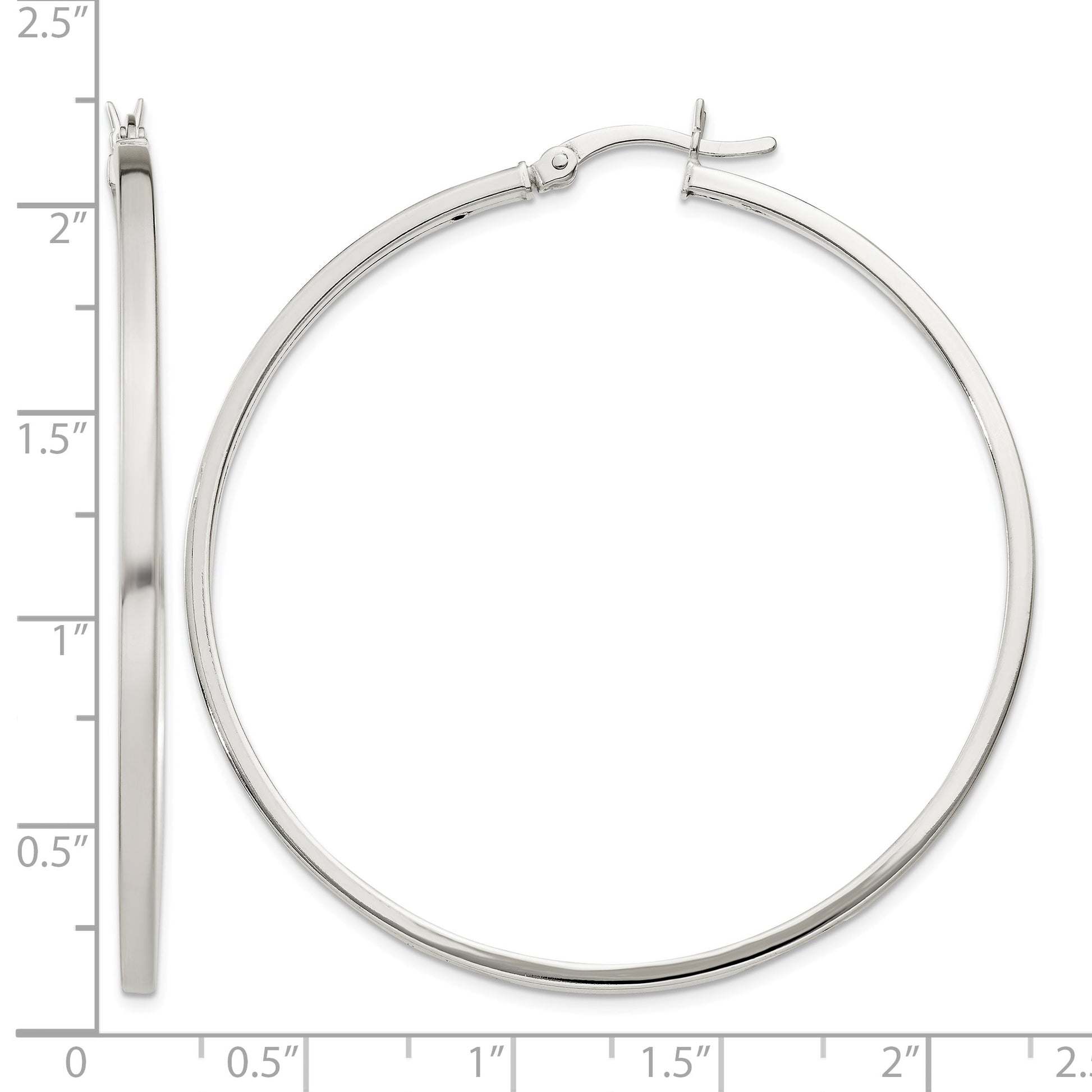 Sterling Silver 2.5x50mm Polished Hoop Earrings