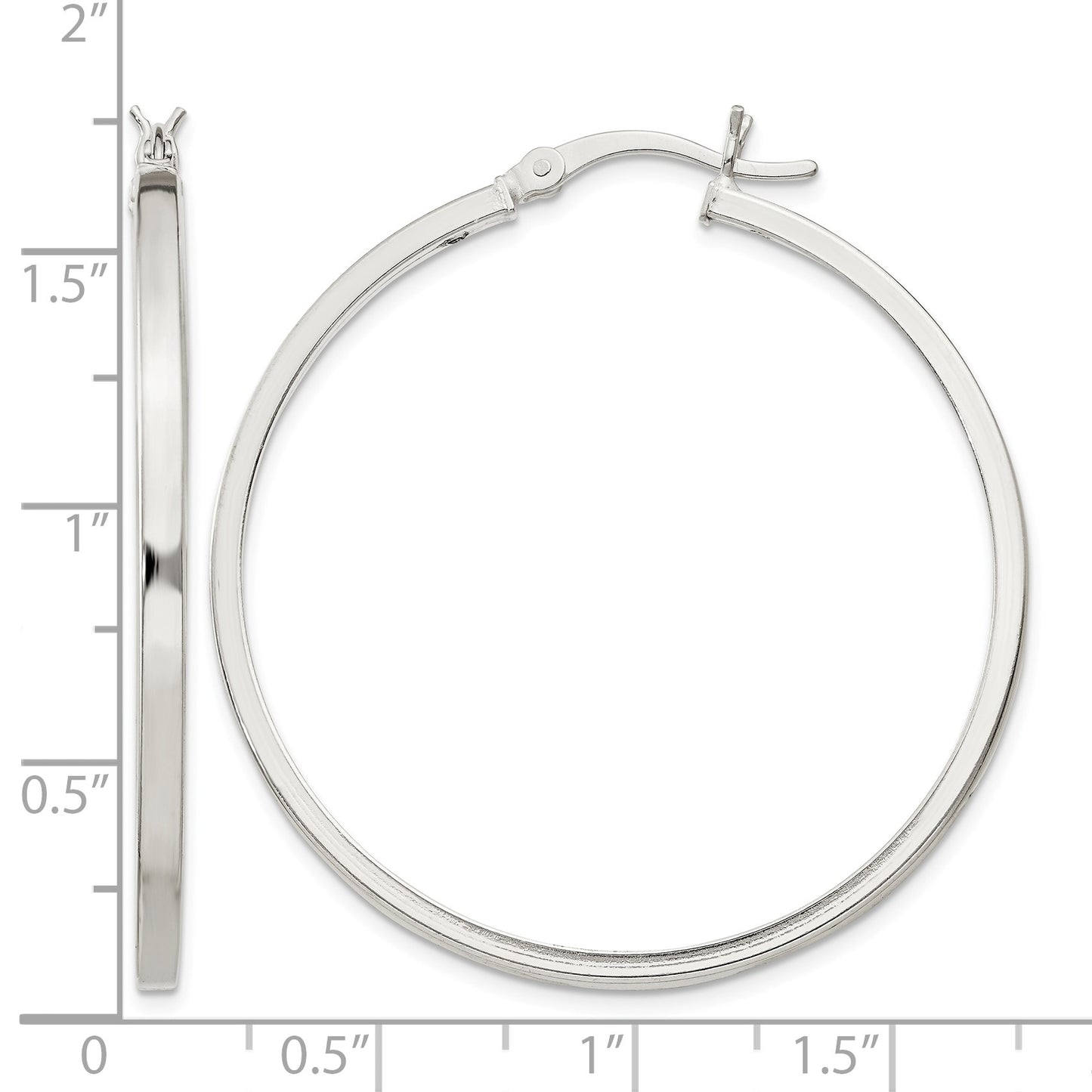 Sterling Silver 2.5x40mm Polished Hoop Earrings